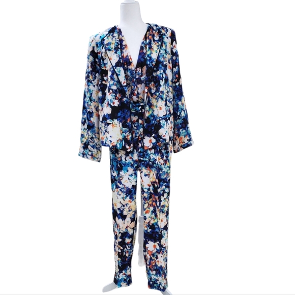 Worthington 3 piece set medium top and pants large soft blazer Iredesa Floral - Picture 1 of 16